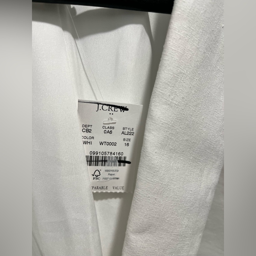 J. Crew Linen cotton Blend One Button Blazer White Size 16 NEW classic $198 - Picture 7 of 12
